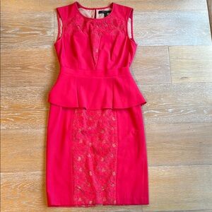 BCBGMaxAzria Ives Red Lace Peplum Dress